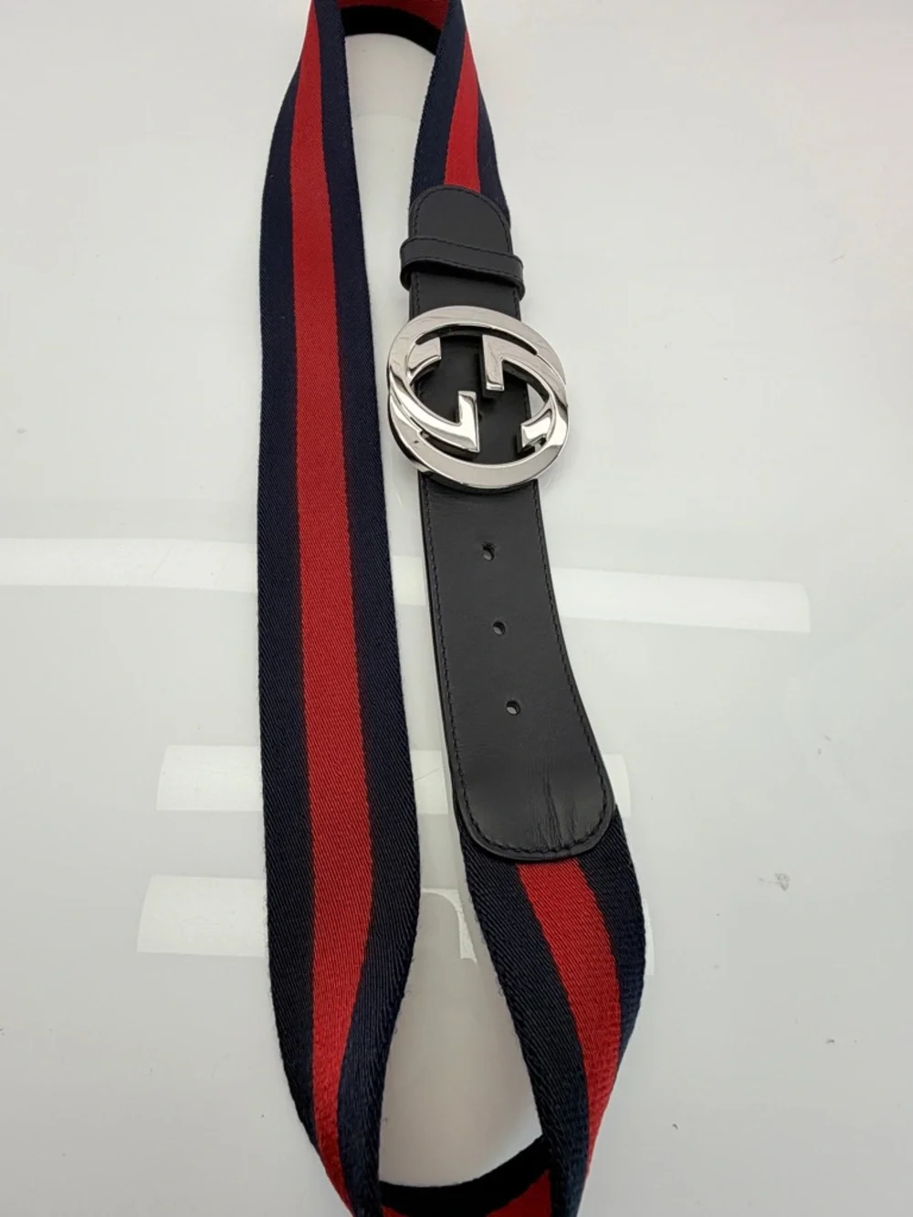 Gucci Web GG Interlocking Bicolor Belt Red Blue 411924 95/38